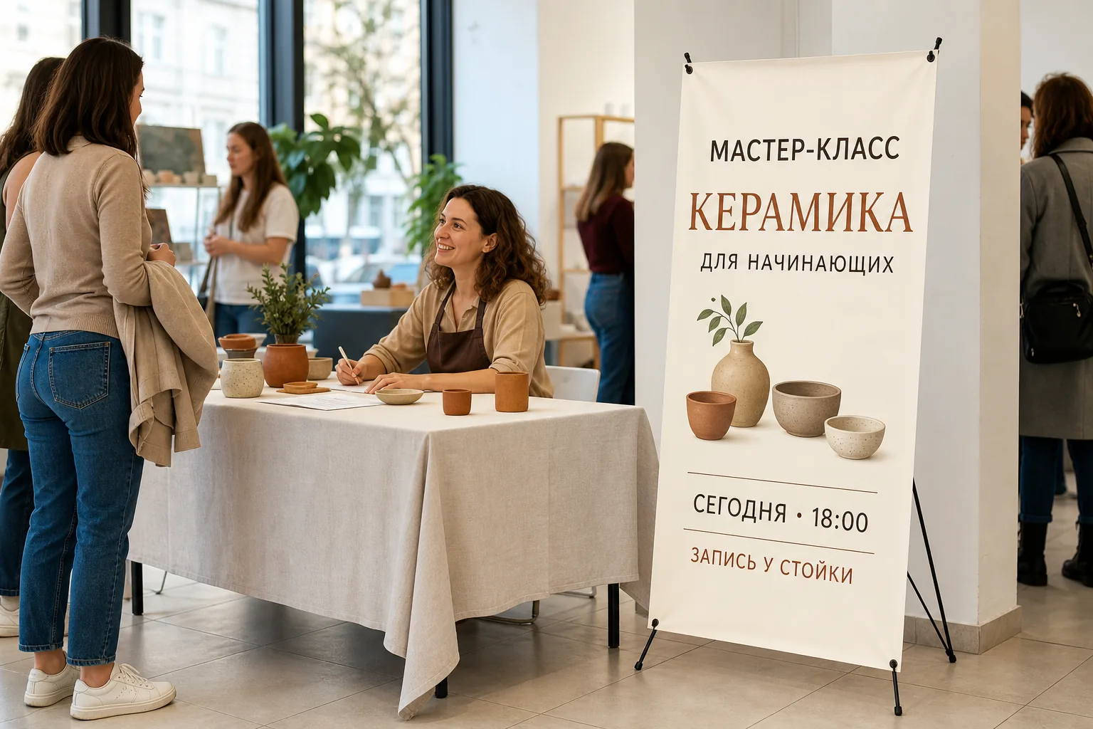 Стенд «Паук» с рекламой в небольшой промозоне; для заказа в Подольске